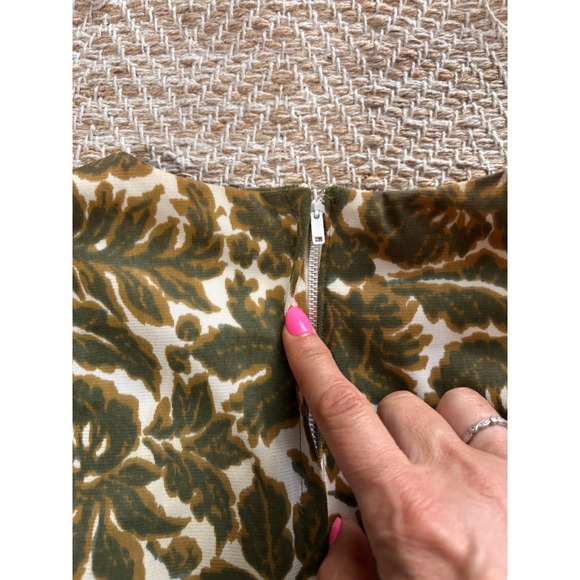 Vintage Olive Floral Sleeveless Shell Top Metal Zipper Blouse "Helen Whiting" - Picture 5 of 8